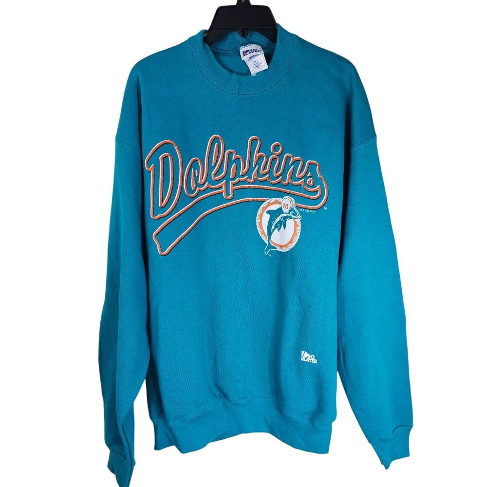 Vintage Miami Dolphins Pro Player Crewneck‎ Sweatshirt XL Teal 1996 NFL Football
